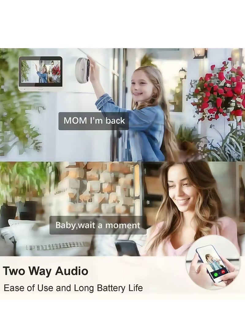 Door Viewer Camera D300, 5MP Wire-Free Doorbellwith 4.3" LCD Display,with 64GB Memory Card，5000mAh Rechargeable Battery, 145° Wide View, Motion Detection Alerts, Night Vision - Image 2